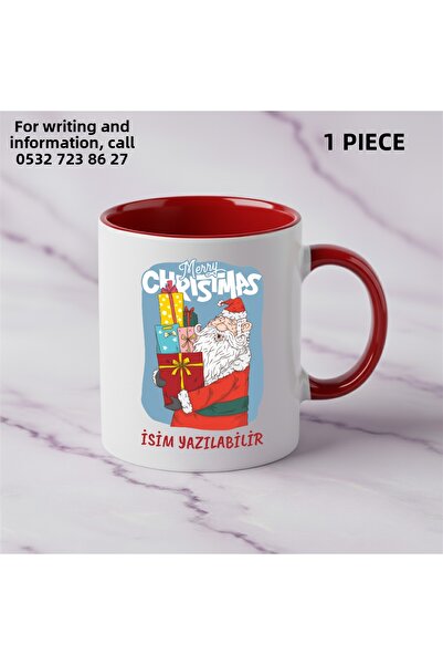 Ceymas Hediyelik كوب سيراميك مطبوع بطابع سانتا كلوز لعيد الميلاد