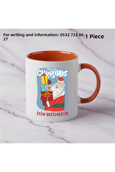 Ceymas Hediyelik New Year Santa Claus Themed Printed Ceramic Mug Cup