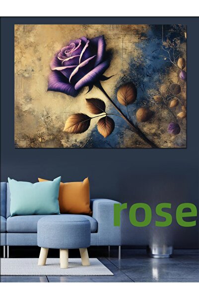 KanvasSepeti Pânză decorativă cu ilustrație cu trandafiri mov - Pictură în ul...