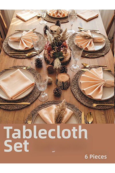 Piyes Home مناديل مائدة من القطن الساتان باللون البرتقالي، مناديل مائدة أمريك...