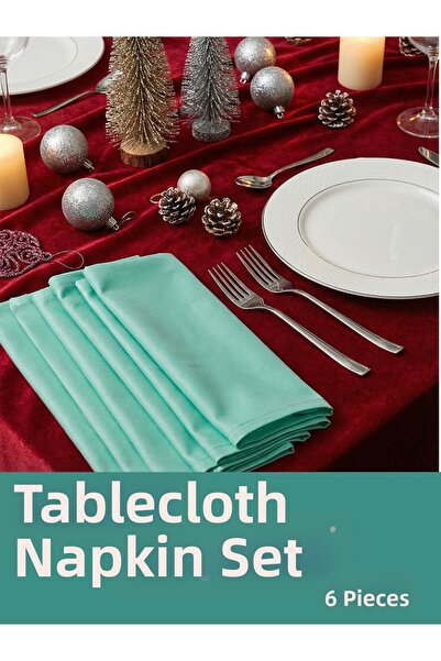 Piyes Home مناديل تقديم الطعام من القطن الأخضر الساتان لعيد الميلاد، مناديل ت...