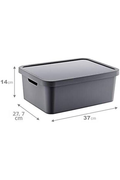 Yıldızan Esnshop Set of 4 Stafi Multi-Purpose Box with Lid 12 Lt - Anthracite...