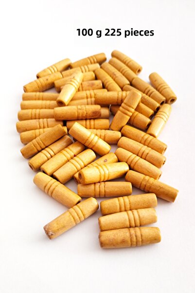 GARENTAS 100 جرام (225 قطعة) خرز خشبي 25 مم طول × 10 مم حقيبة مكرامية خشبية ط...