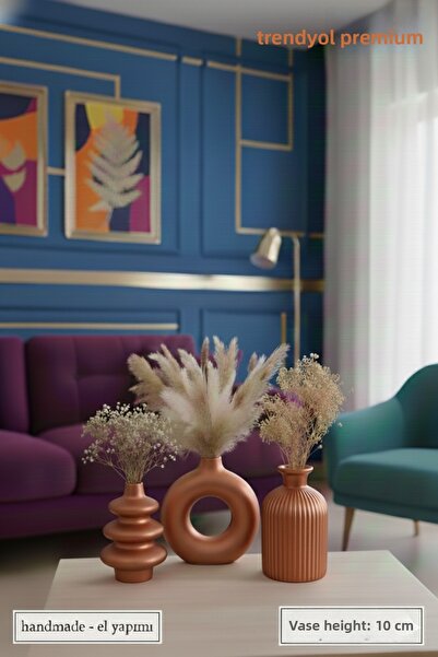 muffag Vază din ipsos de culoare cupru, realizată manual, de 10 cm
