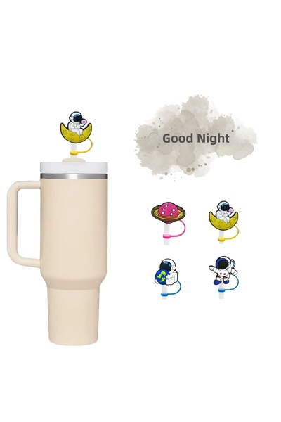 GECEDENİZ Thermos Compatible Straw Stopper Ay Moon Astronaut