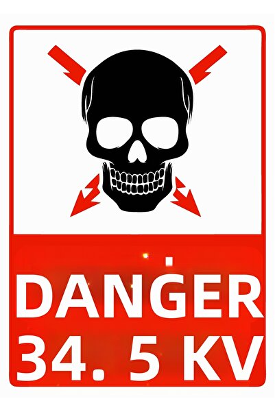 ZiPrinter لافتة تحذير من الخطر 34.5 كيلو فولت مصنوعة من البلاستيك PVC مقاس A3...