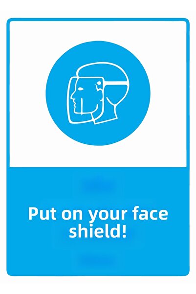 ZiPrinter اركبِ واقي الوجه! لافتة تحذير من مادة PVC مقاس A5 15x21 سم