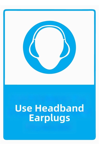 ZiPrinter سدادة أذن مع شريط رأس، لافتة تحذيرية من مادة PVC مقاس A5 15×21 سم