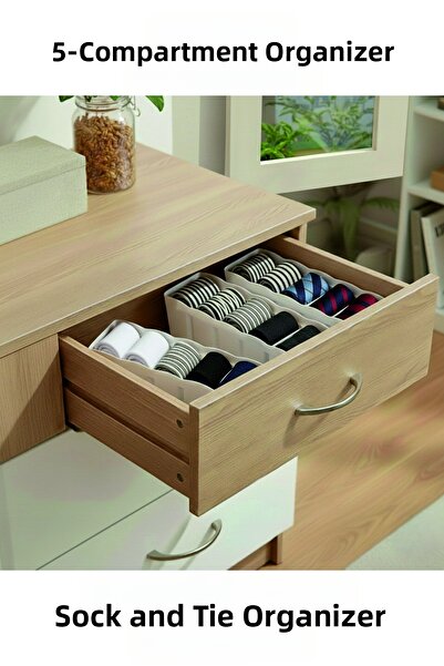 Ovio Ev&Yaşam منظم للأدراج والخزائن، منظم رفوف أبيض، منظم للجوارب والملابس وا...