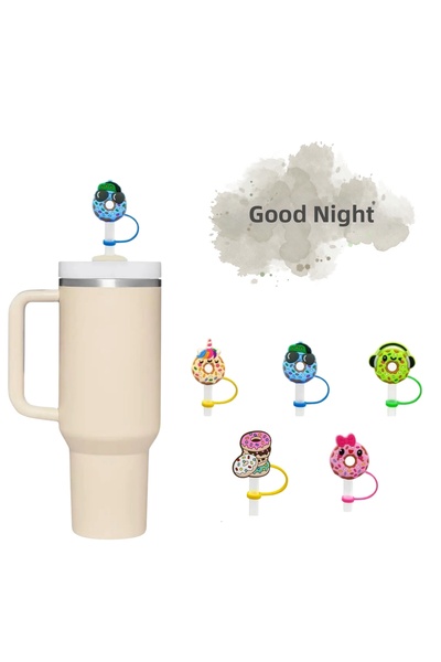 GECEDENİZ سدادة شفاطة متوافقة مع الترمس على شكل دونات مع نظارات زرقاء