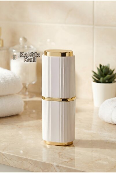 KaktüsKedi Χρυσή λεπτομερής θήκη οδοντόβουρτσας Premium - Κουτί μεταφοράς αξε...