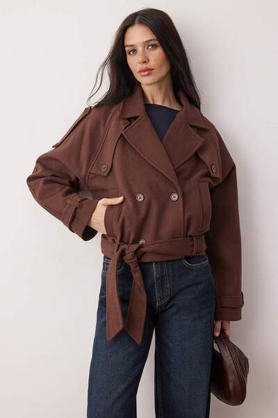 Trendyol Collection Dark Brown Regular Coat Twoaw25Kb00049