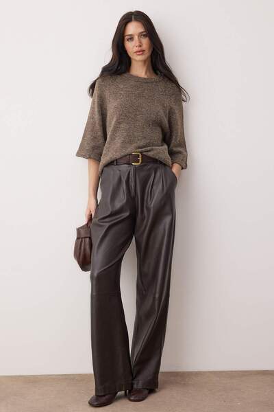 Trendyol Collection Mink Alpaca Wool Short Sleeve Knitwear Sweater Twoaw26Kz00266