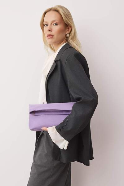 TRENDYOL SHOES Lilac Suede Women's Clutch Handbag Takaw26Py00008