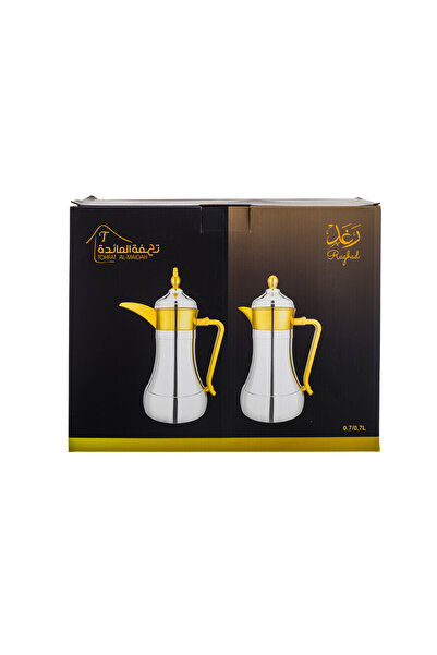 Alaska Thermos Set For Tea and Coffee 2 Piece 1L White With Gold