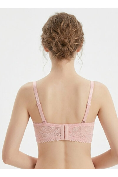 Comfort Women's Padded Lace Bra & Panty Set - Floral Lace, Underwired, Pink