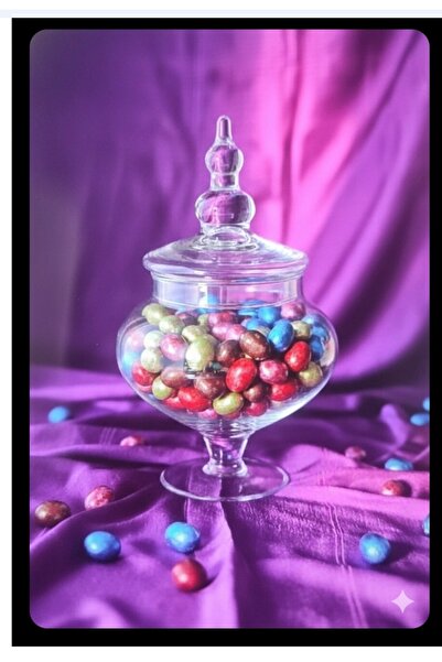 Genel Markalar Üfleme Cam Fanus Şekerlik, Drajelik 1 ad Drajelik, Kurabiyelik büyük boy 32 cm