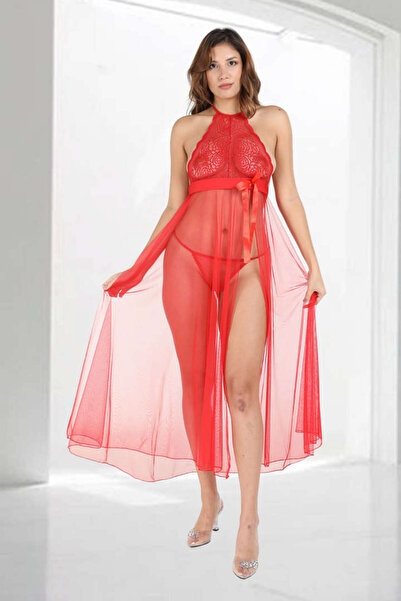 Sistina Νυχτικό από τούλι με κόκκινη δαντέλα SPTRNS - M057 - (123927) Μέγεθος...