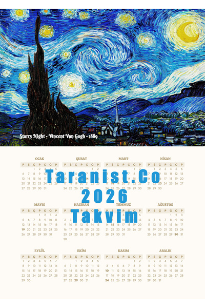Taranist 2025 Takvim Vıncent Van Gogh Starry Night Poster 30x42cm