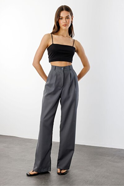 FlexiFit Kadın Siyah Çift Pileli Yüksek Bel Palazzo Kumaş Pantolon | Şık Ofis...