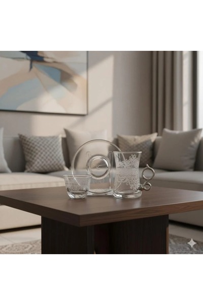 Byblos 18 Pieces Tea And Coffee Set Turkish Consisting Of 6 Tea Cups + 6 Tea ...