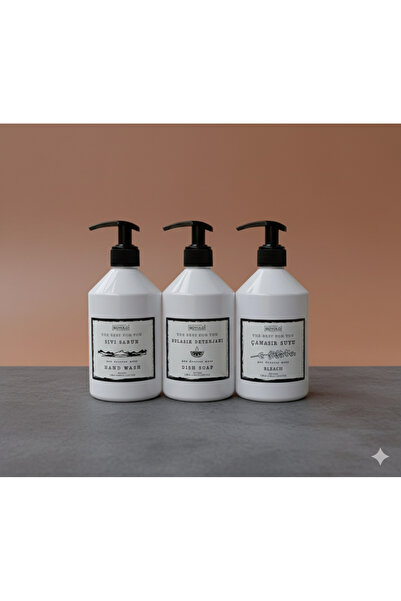 BÜYÜLÜ HOME 3 lü Çamaşır suyu Bulaşık deterjanı sıvı sabun plastik beyaz şise...
