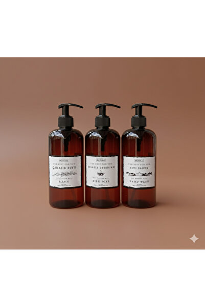 BÜYÜLÜ HOME Sıvı Sabun Bulaşık Deterjanı Çamaşır Suyu Etiketli Plastik Şişe M...