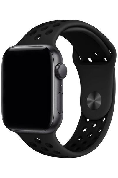 Quse Apple Watch 46/45/44mm & Series 1-3 42mm Uyumlu Delikli Spor Silikon Kor...