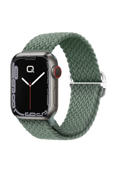 Quse حزام شبكي قابل للتعديل متوافق مع ساعة أبل 41 ملم/40 ملم/38 ملم وسلسلة 10/11 42 ملم - أخضر زيتوني