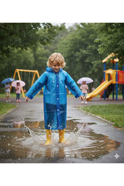 İMEXTECH Unisex Kids Blue Water Windproof Raincoat