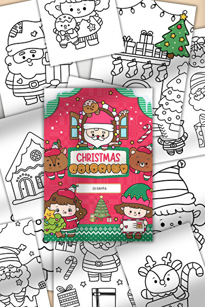 pnkycrco A6 Yılbaşına Özel Çocuk Boyama Kitabı Boyama Defteri Üstten Tutkallı...