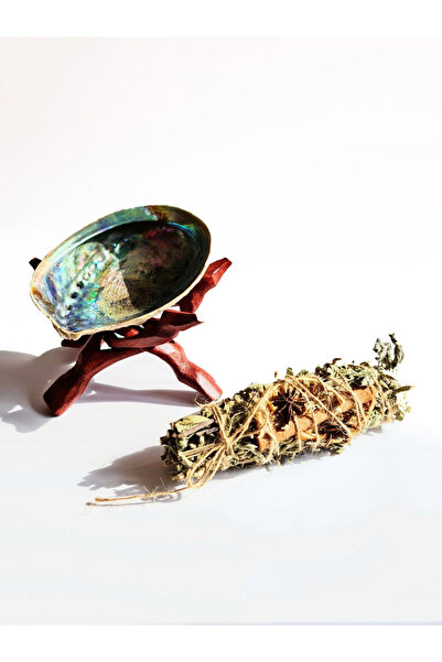 Lumagiftbox Bolluk Bereket Demet Tütsü Seti - Abalone Kabuğu, Ahşap Ayaklık, ...