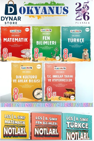 Okyanus Yayınları 8. Sınıf Classmate Tüm Dersler Soru Bankası Seti 2025