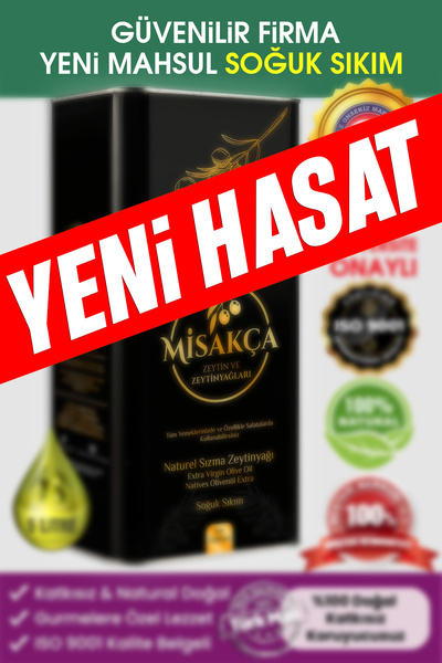 Misakça Zeytin ve Zeytinyağları Natürel Sızma Soğuk Sıkım Zeytinyağı 5 Lt.