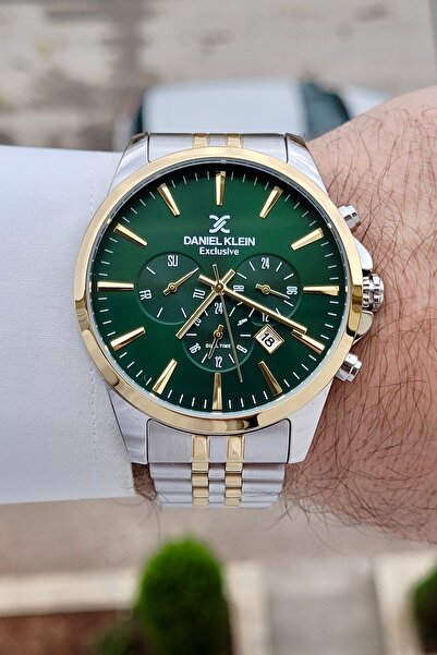 Daniel Klein Kadranı Yeşil Kordonu Altın Metalik Renk 2 Yıl Garantili Gösterg...