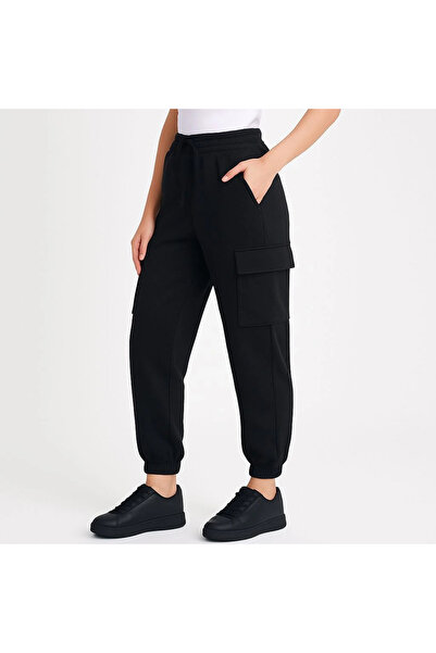 Alfanora Women's Black Jogger Sweatpants Comfortable Fit, Pack of Cargo Pocke...
