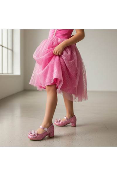 PATİK BEBE Pantofi de seară eleganți pentru fete, de culoare roz, cu fundă de...