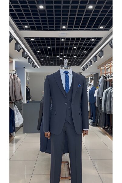 BT BABA TERZİ Slimfit Dark Navy Blue Vest Suit