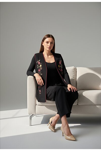 ENDAMIM BÜYÜK BEDEN DESENLİ KOLSUZ ANNE YELEK