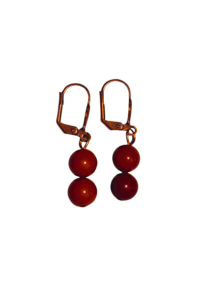 ayrestyle Red Jasper Stone Dangle Earrings for Women - Dark Copper Clasp Hook, Minimal and Stylish Design