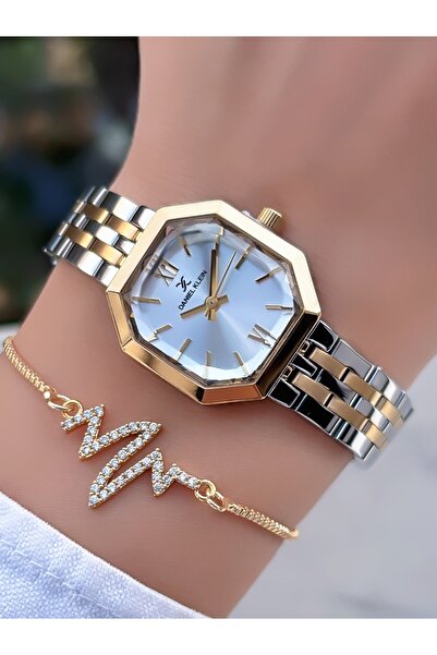 Daniel Klein Orijinal Su Geçirmez Kadın Kol Saati Gold Gümüş Renk Çelik Kordon Bileklik Hediye Dk8c3