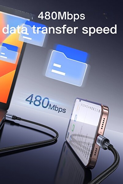 Yesido CA181 1.2M PD 60W Fast Charging Type-C to Type-C Braided Data Cable with Power LED