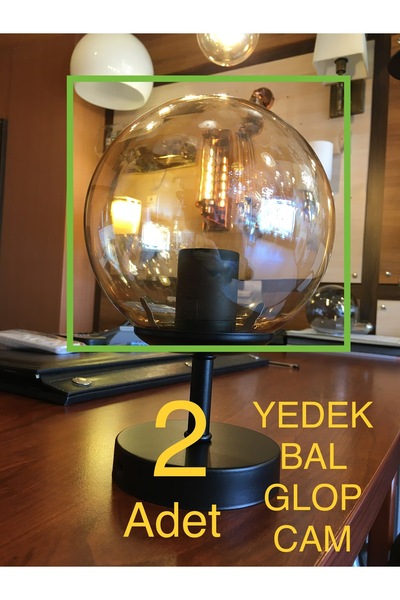 Lamp24 2 Adet Yedek Glop Cam , Avize Yedek Camı , Çap: 15 Cm Bal Renk