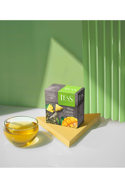 Tess GREEN TEA (pyramid 1.8g*20) - Pina Colada Tropical Fruit بينا كولادا الشاي الأخضر الاستوائية