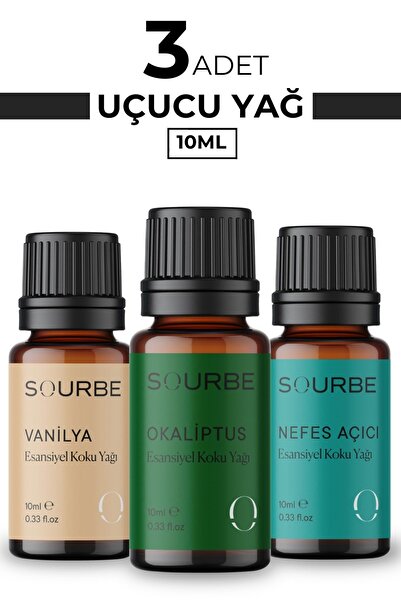 SOURBE Okaliptus Vanilya Esansiyel Uçucu Yağ Buhurdanlık Koku Yağı 3x10ml