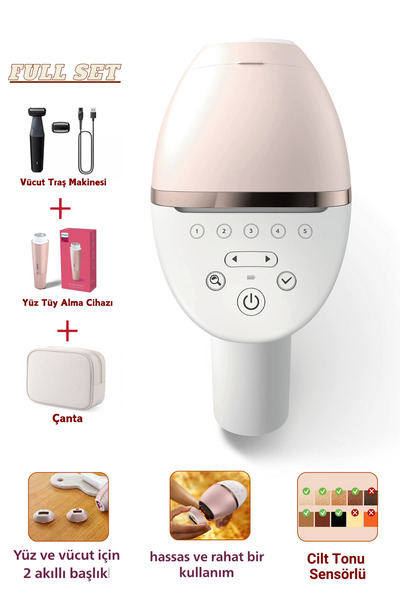 Philips Lumea Prestige IPL Lazer Epilasyon Cihazı, Kablosuz Kullanım, 2 Başlık (Yüz ve Vücut) FULL SET