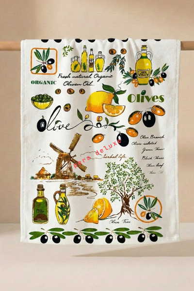 Pera Deluxe Pera Delux %100 Pamuk Baskılı Desenli Mutfak Havlusu – 30x50 Kurulama Bezi