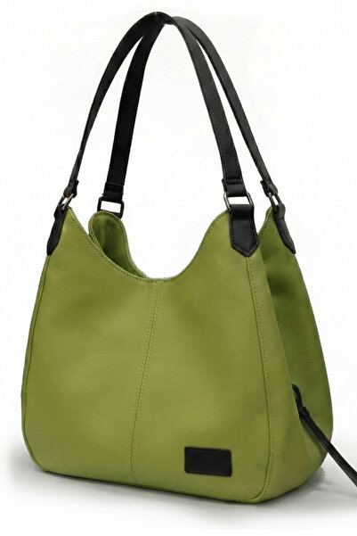 Cappadocia Vintage Geantă de umăr casual din piele PU verde fistic pentru femei Myra, cu trei compartimente, geantă moale de mână