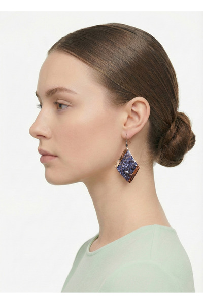 Miray hediyelik El Yapımı Geometrik Desen Saf Bakır Küpe