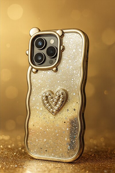 OSG iPhone 16 Pro Uyumlu Parlak Simli Desenli Ayıcık Karakterli Premium Telef...